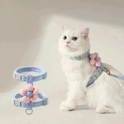 Cat Harness and Leash Sets Adjustable Dog Harness for Small Dog Leash Breashable Pet Harness Out Walking Dog Strap